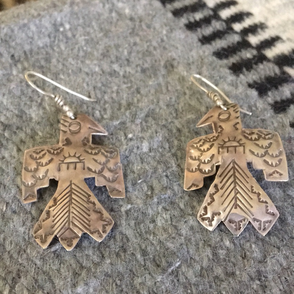 Silver thunderbird earrings